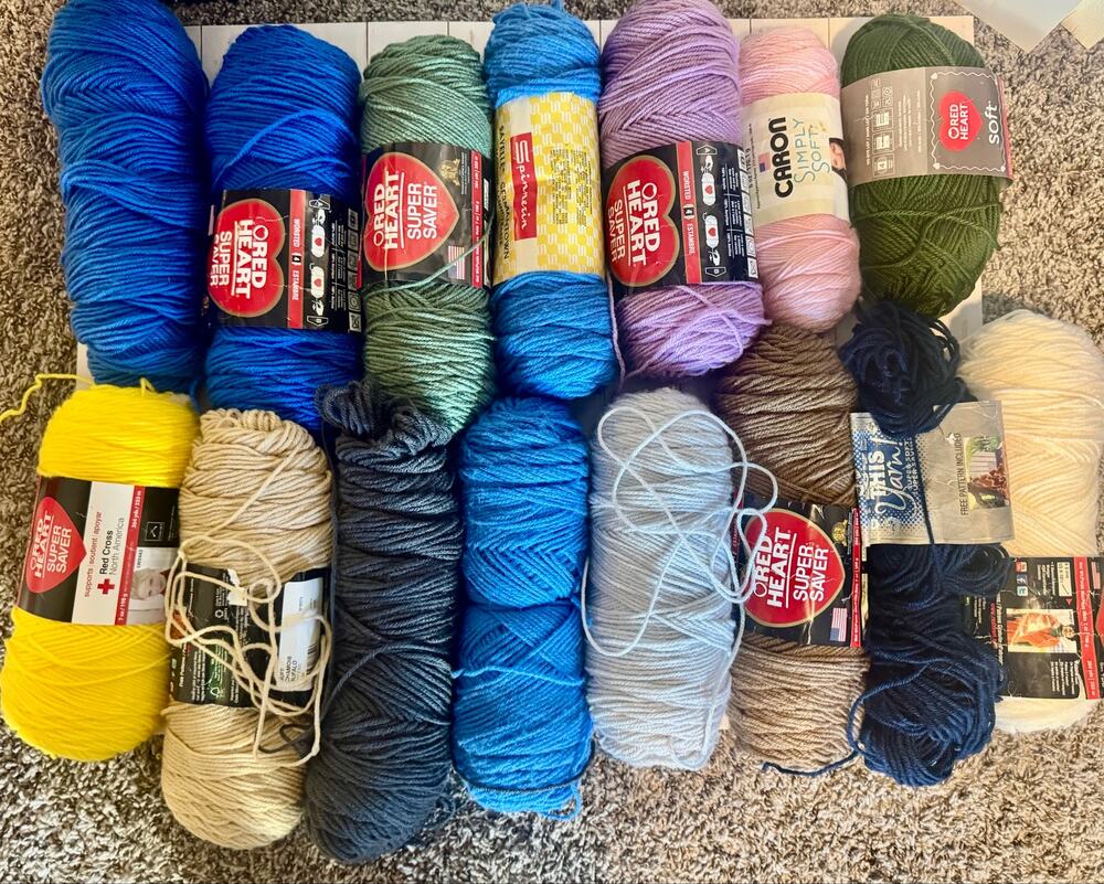 Mixed Crafting Yarn Lot 14 Skeins Red Heart Super Saver Caron I Love This Yarn
